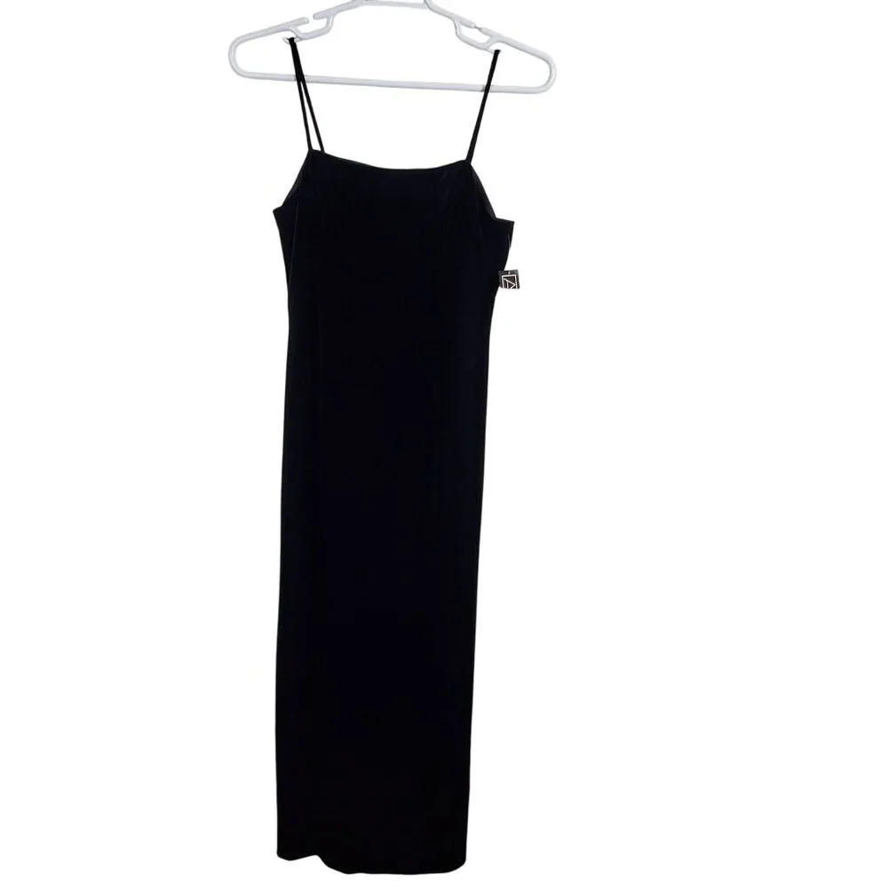 Alex Evenings Size 12 Dress Slip Gown Velvet Spaghetti Strap Evening Back Slit - Picture 2 of 15